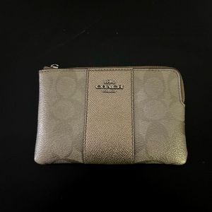 Coach Corner Women's Clutch Wallet (Missing Zipper Wristlet Strap)  - Champagne